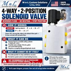 12v Hydraulic Solenoid Valve 4 Way 2 Position 3000 Psi