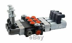 2 spool hydraulic solenoid directional control valve 13gpm 12VDC + hand control