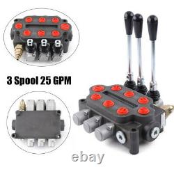 25 GPM 3-Spool Hydraulic Monoblock Directional Control Valve Double Acting New