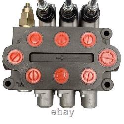 25 GPM Double Acting Directional Hydraulic Control Valve 3 Spool 3/4 NPT