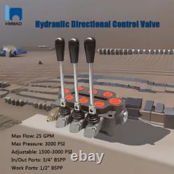 25GPM 3Spool Hydraulic Directional Control Valve Tractor Loader Double-Acting