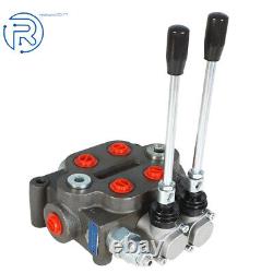 2Spool 25GPM Hydraulic Directional Control Valve Tractor BSPP+Conversion Plug US