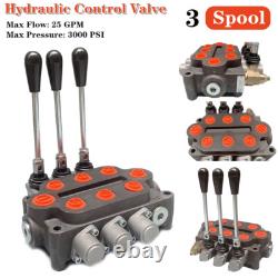 3 Spool 25GPM Hydraulic Directional Control Valve Double Acting Hydraulic Valve