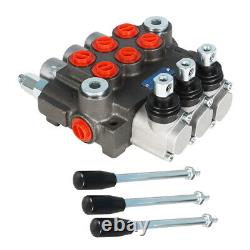 3 Spool Hydraulic Directional Control Valve 13GPM BSPP Interface+Conversion Plug