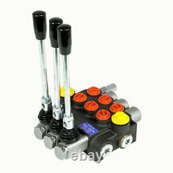 3 Spool Hydraulic Directional Control Valve 13gpm 3600PSI Manual Operate TOP