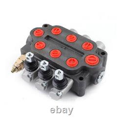 3 Spool Hydraulic Directional Control Valve 25GPM Double Acting Adjustable USA