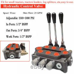 3 Spool Hydraulic Directional Control Valve 25GPM Tractor Loader Double-Acting