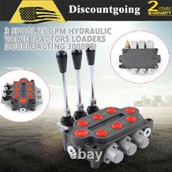 3 Spool Hydraulic Directional Control Valve Double Acting Tractors Loaders 25GPM