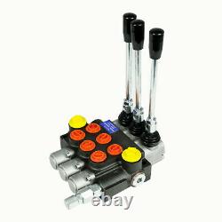 3 Spool Hydraulic Directional Control Valve, Manual Operate, 13GPM, 3600PSI Top
