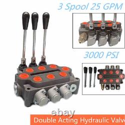 3 Spool Hydraulic Directional Control Valve Pressure Valves 25 GPM 3000 PSI