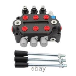 3 Spool Hydraulic Directional Valve 25 GPM 3000 PSI 1/2 BSPP Double Acting