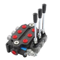 3 Spool Hydraulic Directional Valve 25GPM 3000 PSI 1/2 BSPP Double Acting