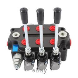 3 Spool Hydraulic Directional Valve 25GPM 3000 PSI 1/2 BSPP Double Acting