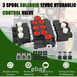 3 Spool Solenoid 12V DC Hydraulic Control Valve Double Acting 13 GPM 3600 PSI