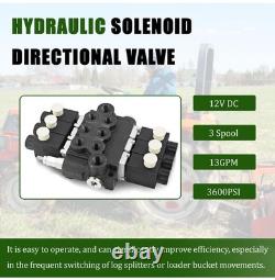 3 Spool Solenoid 12V DC Hydraulic Control Valve Double Acting 13 GPM 3600 PSI