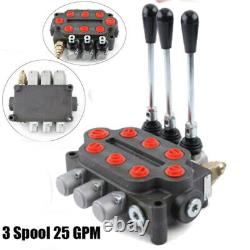 3Spool Hydraulic Directional Control Valve 25gpm Double Acting 90L/min 3000PSI