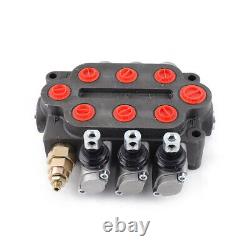 3Spool Hydraulic Directional Control Valve Double Acting 25GPM Adjust. US Ship