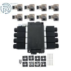 4 Spool, 13 GPM, 12V DC Hydraulic Monoblock Solenoid Directional Control Valve
