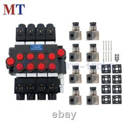 4 Spool 13GPM Hydraulic Directional Valve 12V DC 3600PSI Kit