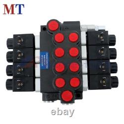 4 Spool 13GPM Hydraulic Directional Valve 12V DC 3600PSI Kit