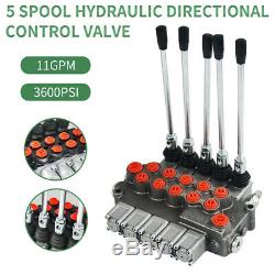5 Spool Hydraulic Directional Control Valve 11 GPM Motors Spool Double Acting