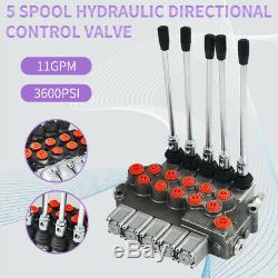 5 Spool Hydraulic Directional Control Valve 11gpm Adjustable Relief Valve