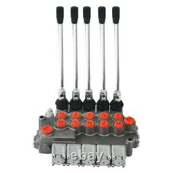 5 Spool Hydraulic Directional Control Valve 11gpm Adjustable Relief Valve TOP