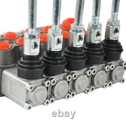 5 Spool Hydraulic Directional Control Valve 11gpm Adjustable Relief Valve TOP