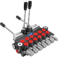 6 Spool 21 GPM Hydraulic Backhoe Directional Control Valve WithJoysticks G1/2 Port