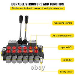 6 Spool 21 GPM Hydraulic Backhoe Directional Control Valve WithJoysticks G1/2 Port