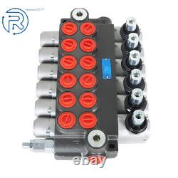 6 Spool Hydraulic Directional Control Valve 11GPM Adjustable 3600PSI US