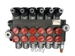 6 Spool Hydraulic Directional Control Valve Open Center 13 GPM 3600 PSI NEW