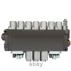 7 Spool Hydraulic Directional Control Valve 11gpm, 40L, 2 Joystick, BSPP Interface