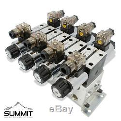 Electronic Hydraulic Double Acting Directional Control Valve, 4 Spool, 15 GPM