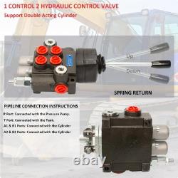 Hydraulic Control Valve with Joystick, 2 Spool 11GPM Hydraulic Directional Va