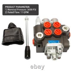 Hydraulic Control Valve with Joystick, 2 Spool 11GPM Hydraulic Directional Va