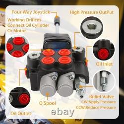 Hydraulic Control Valve with Joystick, 2 Spool 11GPM Hydraulic Directional Va