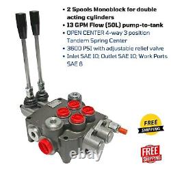 Hydraulic Directional Control Valve 13GPM 2 Spools 4 Ports for Tractor Loader