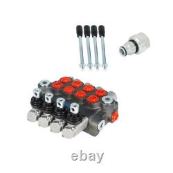 Hydraulic Directional Control Valve 4 Spool 11GPM BSPP With Conversion Plug