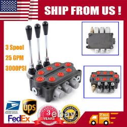 Hydraulic Monoblock Directional Control Valve 3Spool 25GPM 3000PSI Double Acting