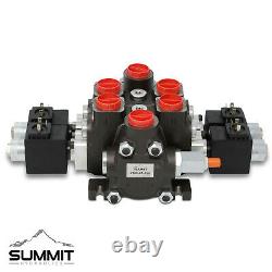 Hydraulic Monoblock Solenoid Directional Control Valve 2 Spool 27 GPM 24V Switch