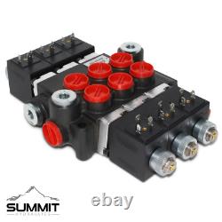 Hydraulic Monoblock Solenoid Motor Control Valve, 3 Spool, 13 GPM, 12V DC