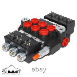 Hydraulic Monoblock Solenoid Motor Control Valve, 3 Spool, 13 GPM, 12V DC