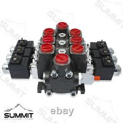 Hydraulic Solenoid Directional Control Valve, Double Acting, 3 Spool, 27 GPM 12V
