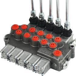 NEW 5 Spool Hydraulic Directional Control Valve 11gpm Adjustable Relief Valve