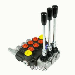 New! 3 Spool Hydraulic Directional Control Valve 13Gpm 3600Psi Manual Control