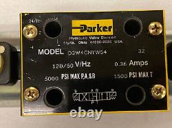 Parker D3W4CNYWS4 Hydraulic Directional Valve, 5000-1500 PSI, 120/60 V/Hz