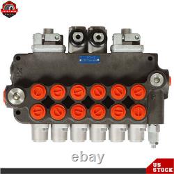 SAE Hydraulic Backhoe Directional Control Valve 21 GPM 6 Spool With 2 Joysticks