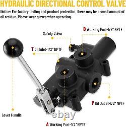 1 Bobine 25GPM Diviseur de bûches hydraulique Valve de commande directionnelle, 3625 PSI (1/2)