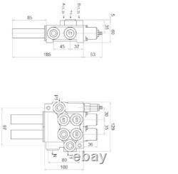 1x Valve de commande directionnelle hydraulique à 2 bobines flottantes 11gpm 40L kit de câble
